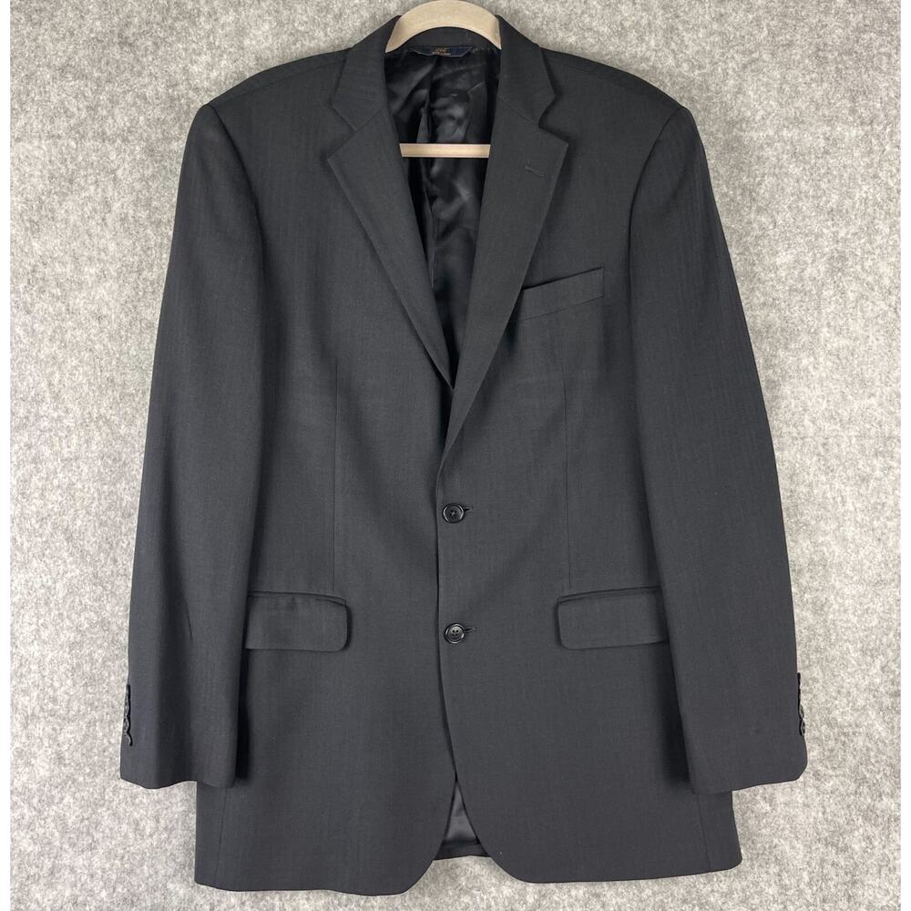 Brooks Brothers 346 Stretch Wool Blazer Sport Coat Mens 40L Black Two Button
